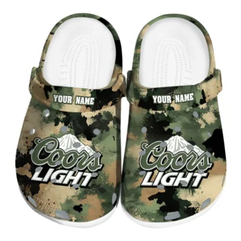 Personalized Coors Light Beer Green Camouflage Green Brown Clogs