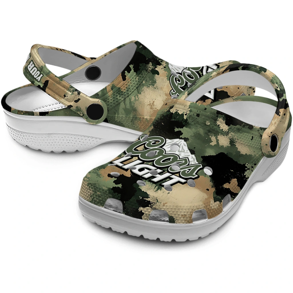 personalized-coors-light-beer-green-camouflage-green-brown-clogs-high-quality-hey-clogs.webp