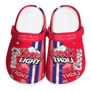 Personalized Coors Light Beer Script Badge Red Blue Clogs