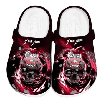 Personalized Coors Light Beer Skull Electric Red Black Clogs