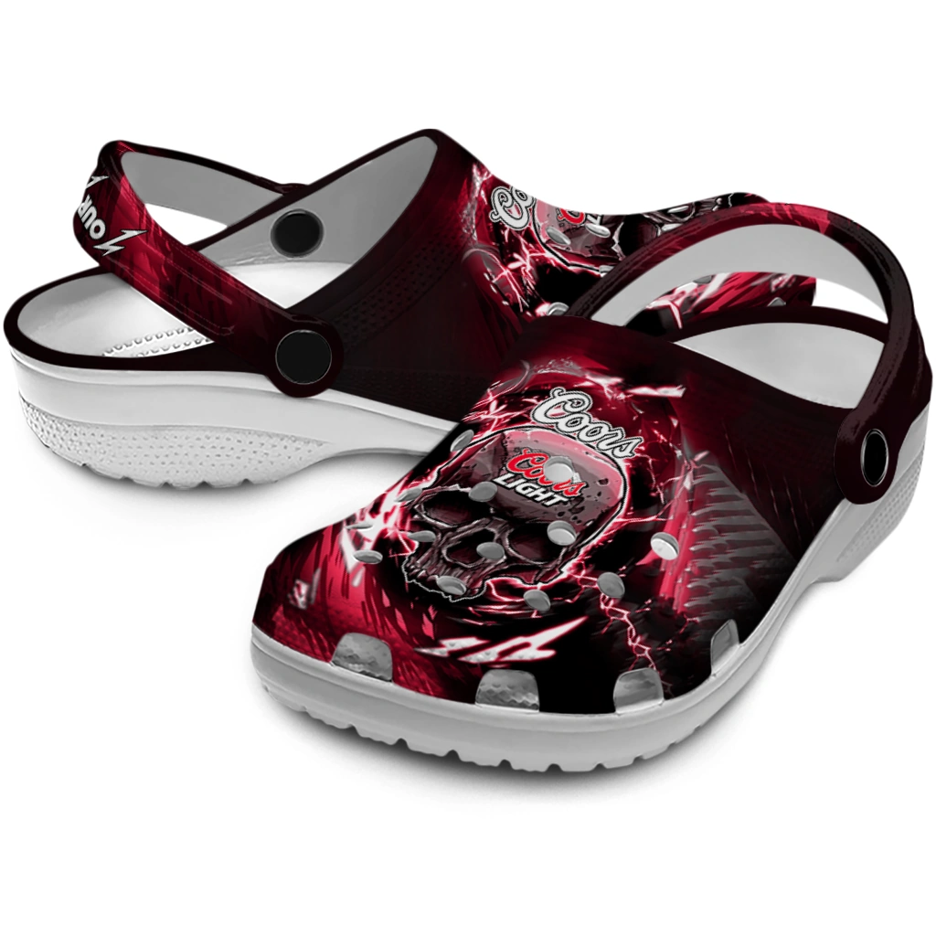 personalized-coors-light-beer-skull-electric-red-black-clogs-high-quality-hey-clogs.webp