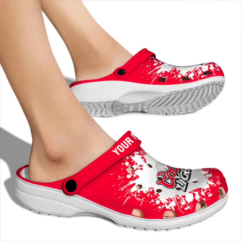 personalized-coors-light-beer-urban-lettering-red-white-clogs-fashion-forward-hey-clogs.webp