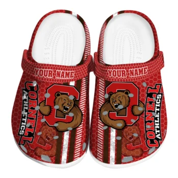 Personalized Cornell Big Red Contrasting Stripes Clogs