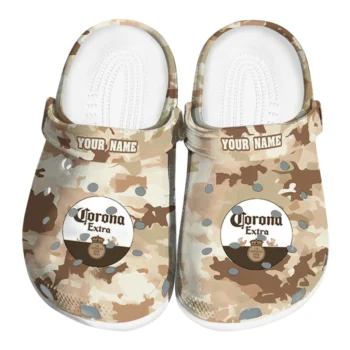 Personalized Corona Beer Beige Camouflage Beige Brown Clogs