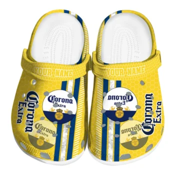 Personalized Corona Beer Bottle Graphic Yellow Blue Clogs