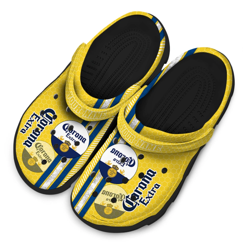 personalized-corona-beer-bottle-graphic-yellow-blue-clogs-latest-model-hey-clogs.webp