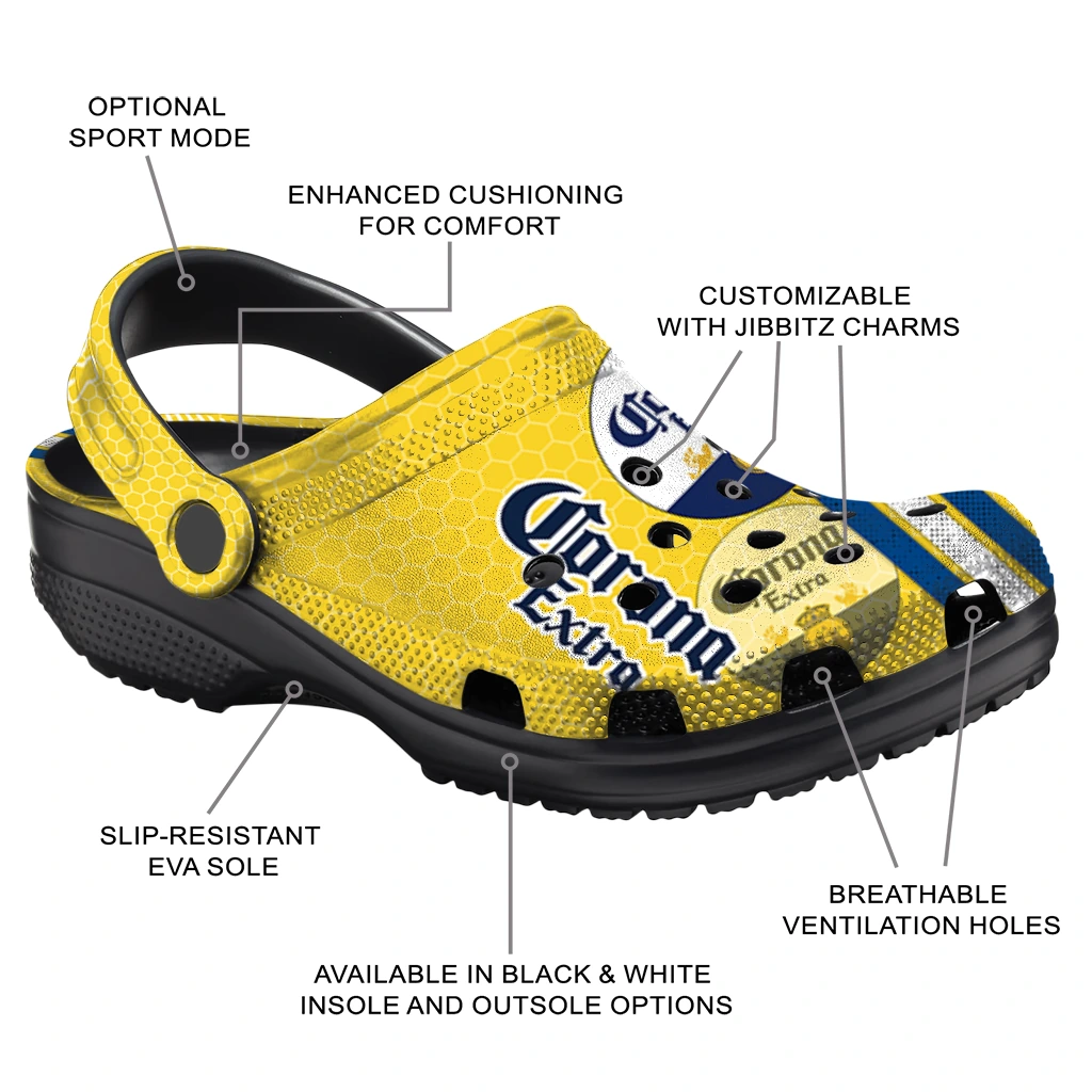 personalized-corona-beer-bottle-graphic-yellow-blue-clogs-new-arrival-hey-clogs.webp