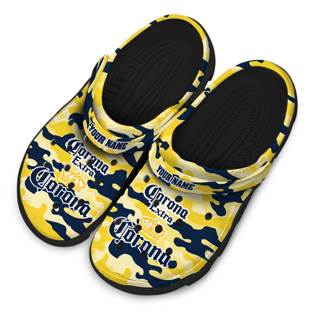 personalized-corona-beer-camou-crown-yellow-navy-clogs-latest-model-hey-clogs.webp