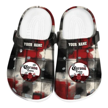 Personalized Corona Beer Corona Plaid Red Black Clogs