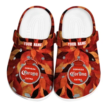 Personalized Corona Beer Leaf Swirl Red Orange Clogs