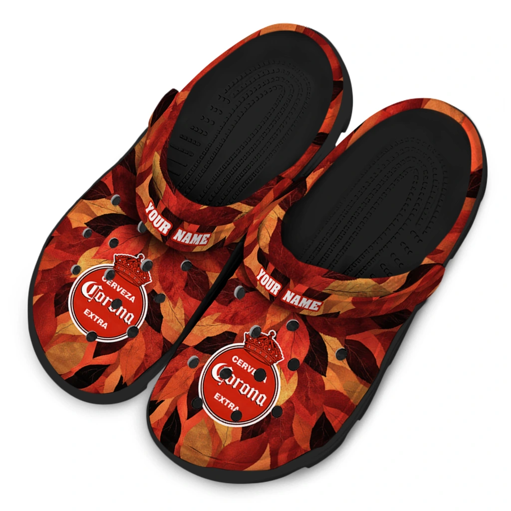 personalized-corona-beer-leaf-swirl-red-orange-clogs-latest-model-hey-clogs.webp