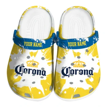 Personalized Corona Beer Splash Logo Yellow White Clogs
