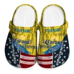 personalized-corona-beer-wavy-distressed-effect-yellow-navy-clogs-best-selling-hey-clogs.webp