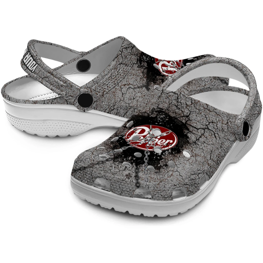 personalized-dr-pepper-name-shattered-pattern-gray-red-clogs-high-quality-hey-clogs.webp