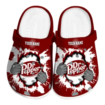 Personalized Dr Pepper Soda Reveal Red White Clogs
