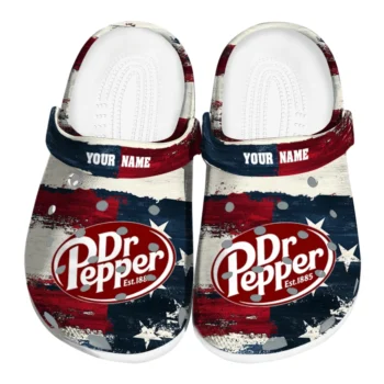 Personalized Dr Pepper USA Flag Red White Clogs