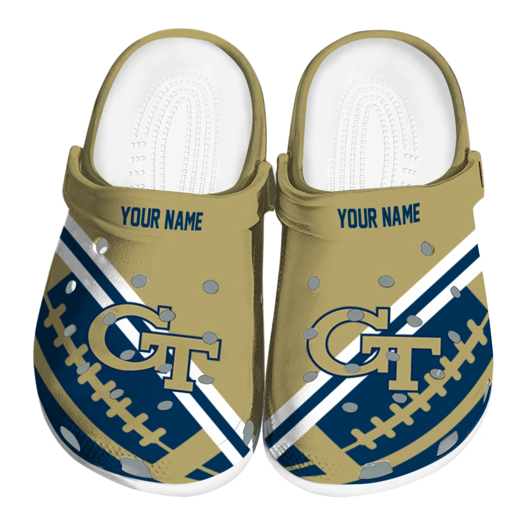 personalized-georgia-tech-yellow-jackets-football-motif-clogs-best-selling personalized georgia tech yellow jackets football motif clogs best selling