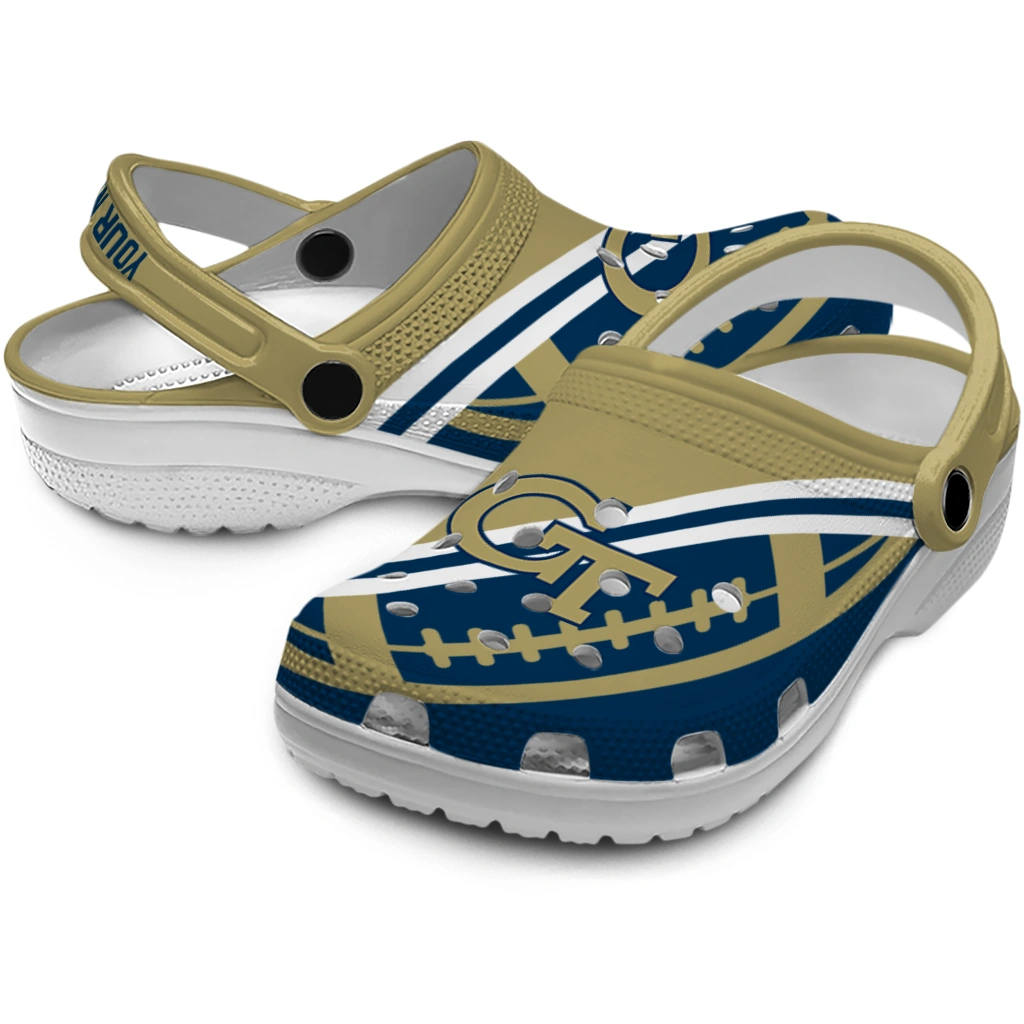 personalized-georgia-tech-yellow-jackets-football-motif-clogs-high-quality