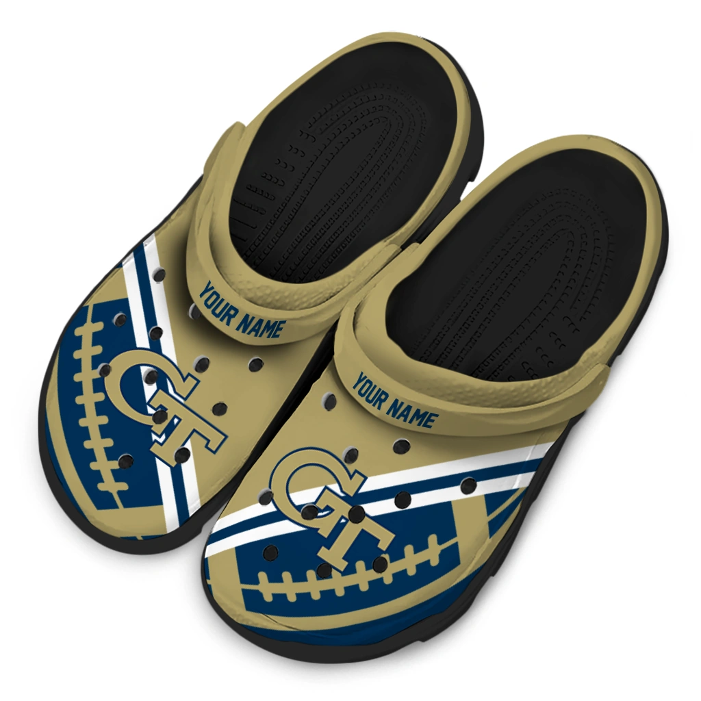 personalized-georgia-tech-yellow-jackets-football-motif-clogs-latest-model