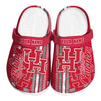 Personalized Houston Cougars Contrasting Stripes Clogs