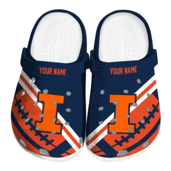 Personalized Illinois Fighting Illini Football Motif Clogs