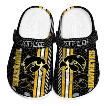 Personalized Iowa Hawkeyes Contrasting Stripes Clogs