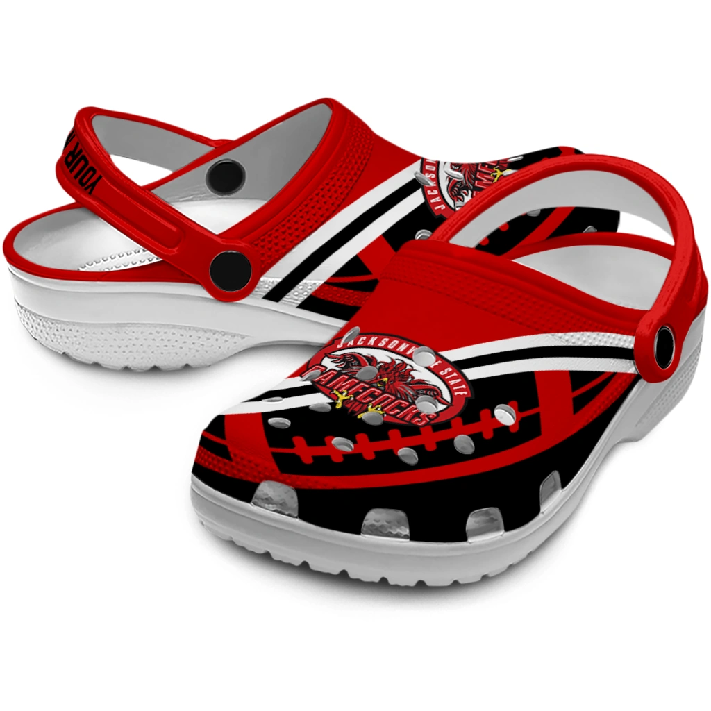 personalized-jacksonville-state-gamecocks-football-motif-clogs-high-quality