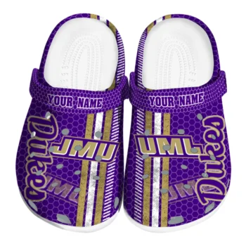 Personalized James Madison Dukes Contrasting Stripes Clogs
