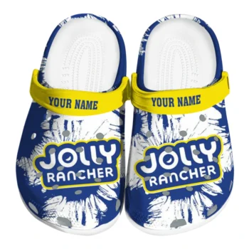 Personalized Jolly rancher Burst Blue Yellow Clogs