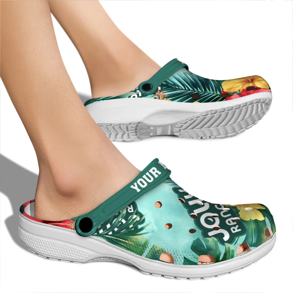 personalized-jolly-rancher-hibiscus-delight-green-red-clogs-fashion-forward-hey-clogs.webp