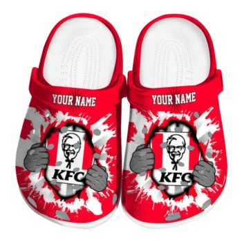 Personalized KFC Splatter Reveal Red White Clogs