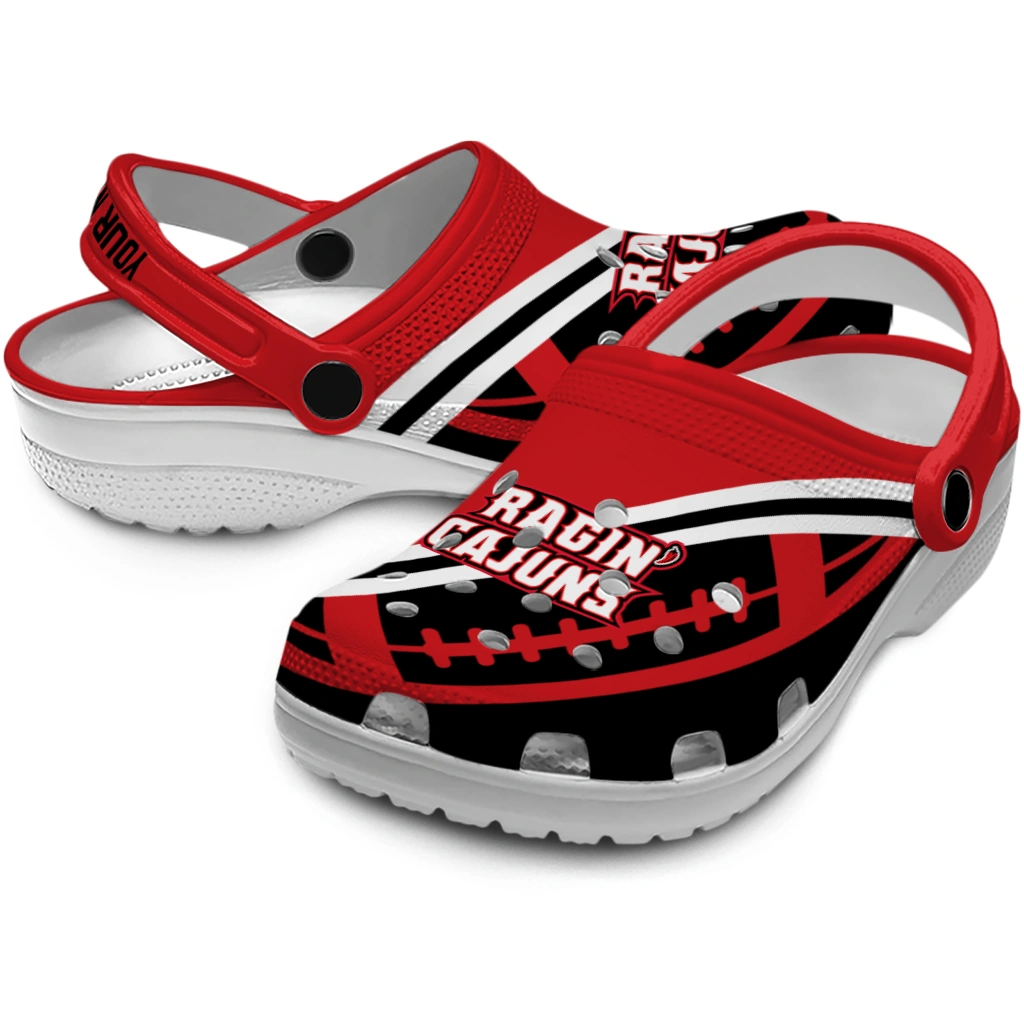 personalized-louisiana-ragin-cajuns-football-motif-clogs-high-quality
