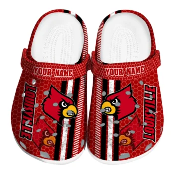 Personalized Louisville Cardinals Contrasting Stripes Clogs