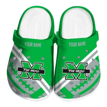 Personalized Marshall Thundering Herd Football Motif Clogs