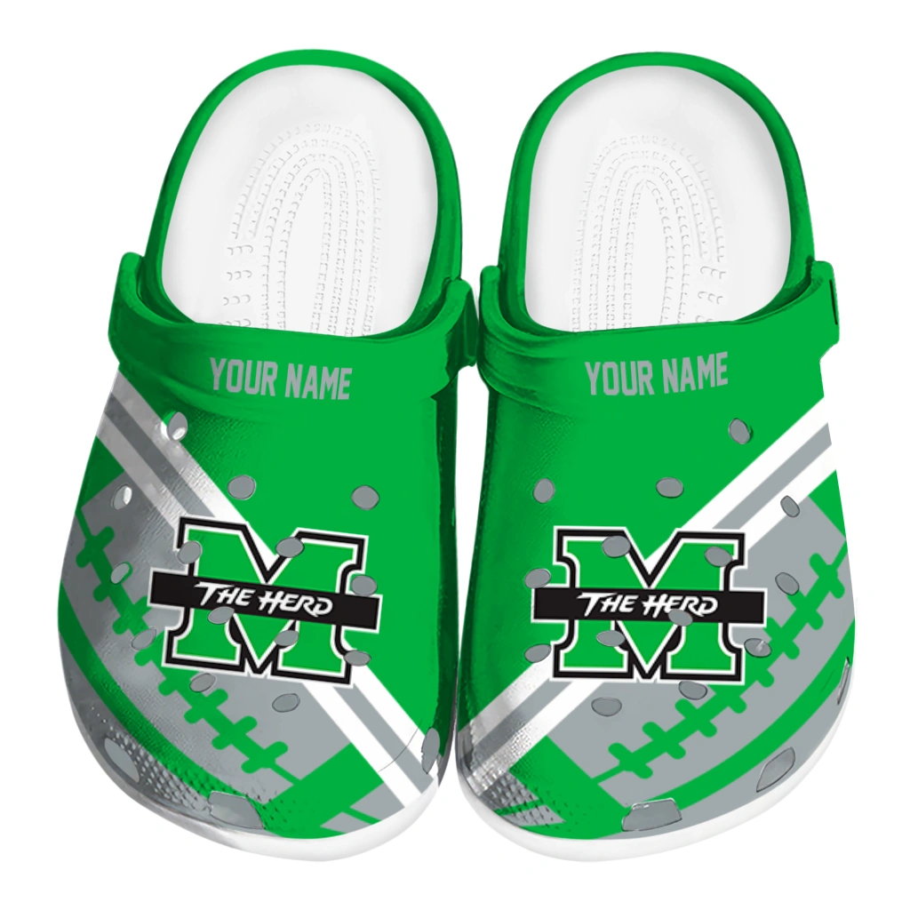personalized-marshall-thundering-herd-football-motif-clogs-best-selling personalized marshall thundering herd football motif clogs best selling