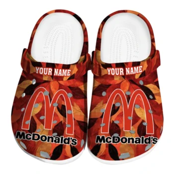 Personalized McDonald's Foliage Pattern Red Orange Clogs