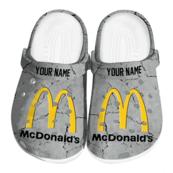 Personalized McDonald's Logo Marble Gray Yellow Clogs