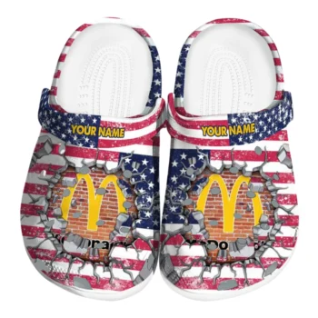 Personalized McDonald's Patriotic Burger Red Blue Clogs