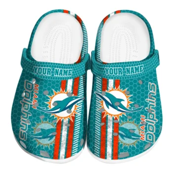 Personalized Miami Dolphins Contrasting Stripes Clogs