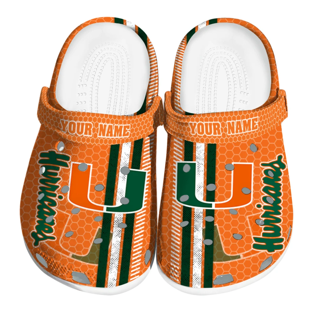 personalized-miami-hurricanes-contrasting-stripes-clogs-best-selling personalized miami hurricanes contrasting stripes clogs best selling