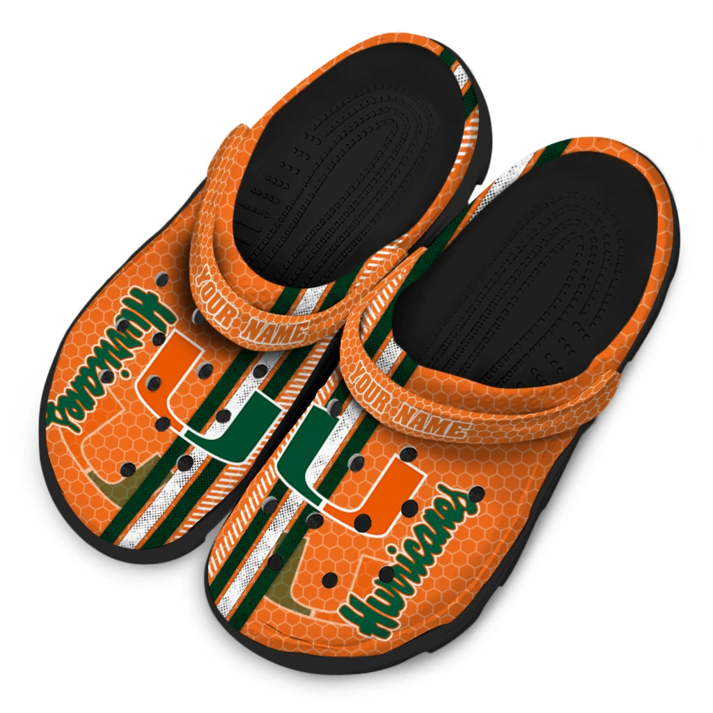 personalized-miami-hurricanes-contrasting-stripes-clogs-latest-model