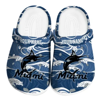 Personalized Miami Marlins Wave Flow Clogs