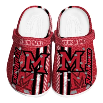 Personalized Miami RedHawks Contrasting Stripes Clogs