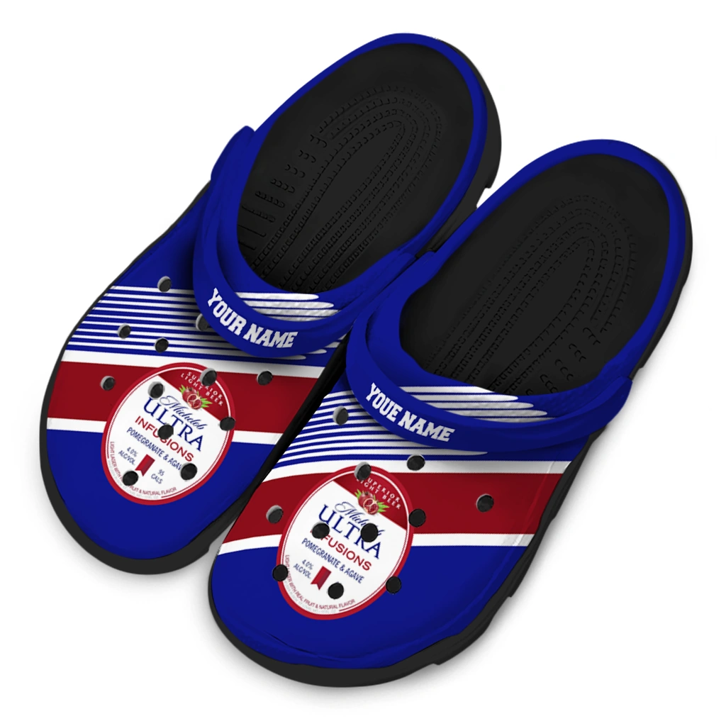 personalized-michelob-ultra-badge-banner-blue-red-clogs-latest-model-hey-clogs.webp