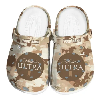 Personalized Michelob Ultra Beige Camouflage Beige Brown Clogs