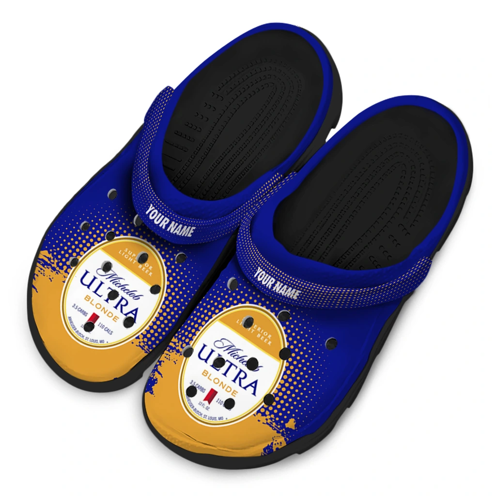 personalized-michelob-ultra-blonde-crest-blue-yellow-clogs-latest-model-hey-clogs.webp
