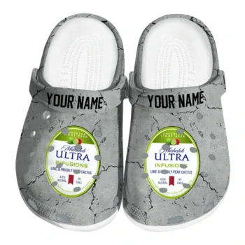 Personalized Michelob Ultra Facts Badge Gray Clogs