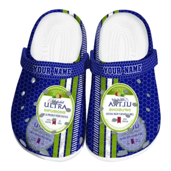 Personalized Michelob Ultra Honeycomb Label Blue White Clogs
