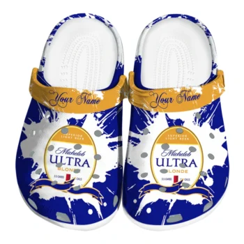 Personalized Michelob Ultra Label Blue White Clogs