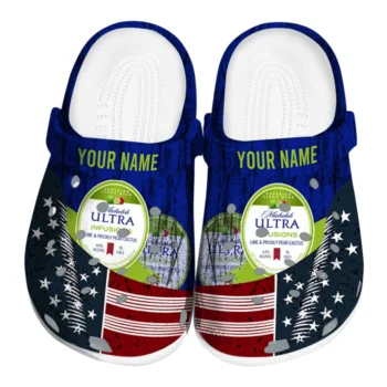 Personalized Michelob Ultra Star Cluster Blue Red Clogs
